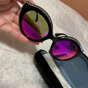 Black & gold Gucci sunglasses with crystals